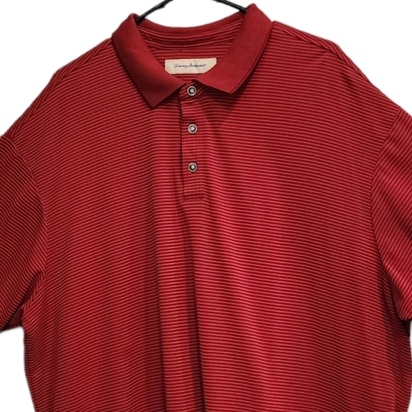 Tommy Bahama red semi-ribbed texture polo. - Picture 3 of 9